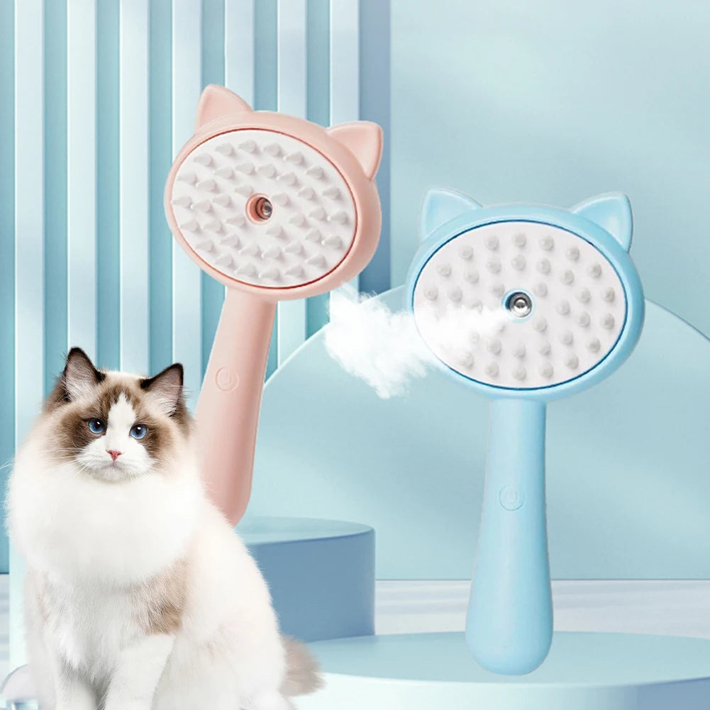 Cat and pet mist slicker brush pair: pink and blue with self-cleaning heads