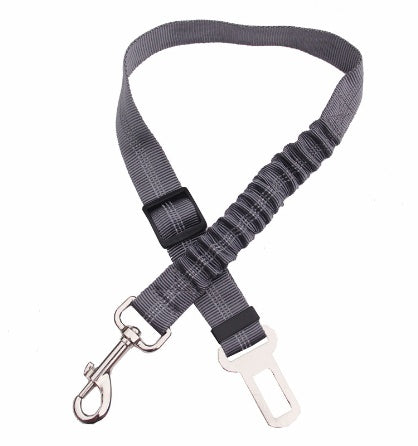 Adjustable reflective dog car seat belt, grey with adjustable strap and clips