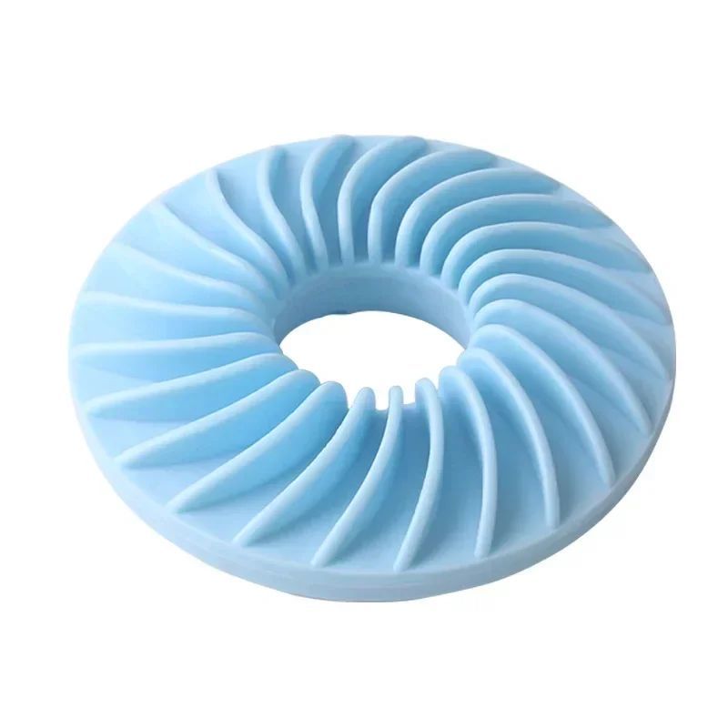 Blue ridged round TPR slow-feeding frisbee toy
