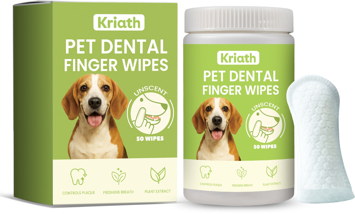 Pet Dental Finger Wipes jar with wipes, 50 wipes