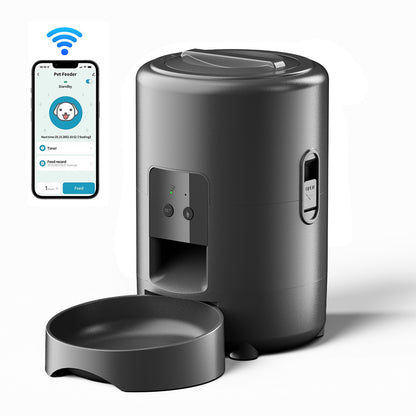 Pet Smart Feeder 2L schwarz, WLAN-Futterautomat mit Smartphone-App