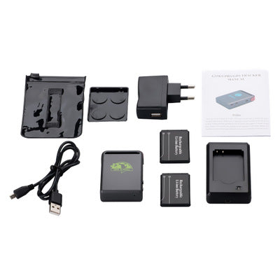 TK102B GPS Tracker kit with device, charging accessories, and cable set