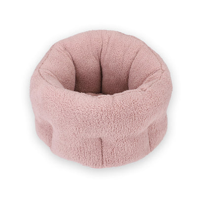 Pet House Sofa Bed aus Baumwoll-Fleece, rundes Kissen, pink