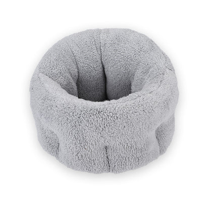 Pet House Sofa Bed aus Baumwoll-Fleece, rundes Kissen, grau