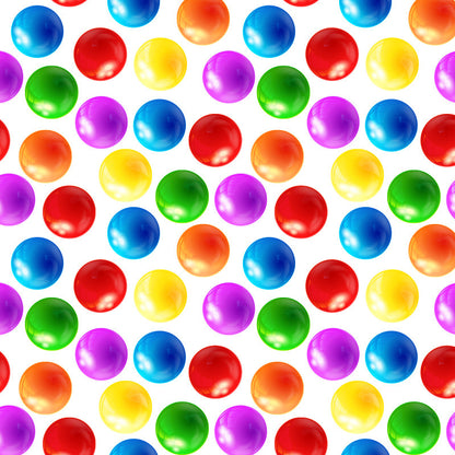 Pet blanket fabric covered with colorful balloons pattern on white