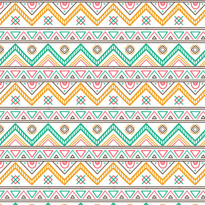 Pet blanket fabric with multicolor chevron stripes and diamond motifs