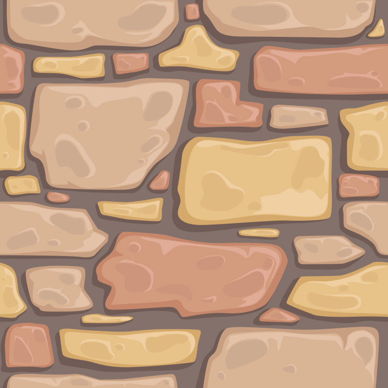 Pet blanket fabric with beige and tan stone block pattern