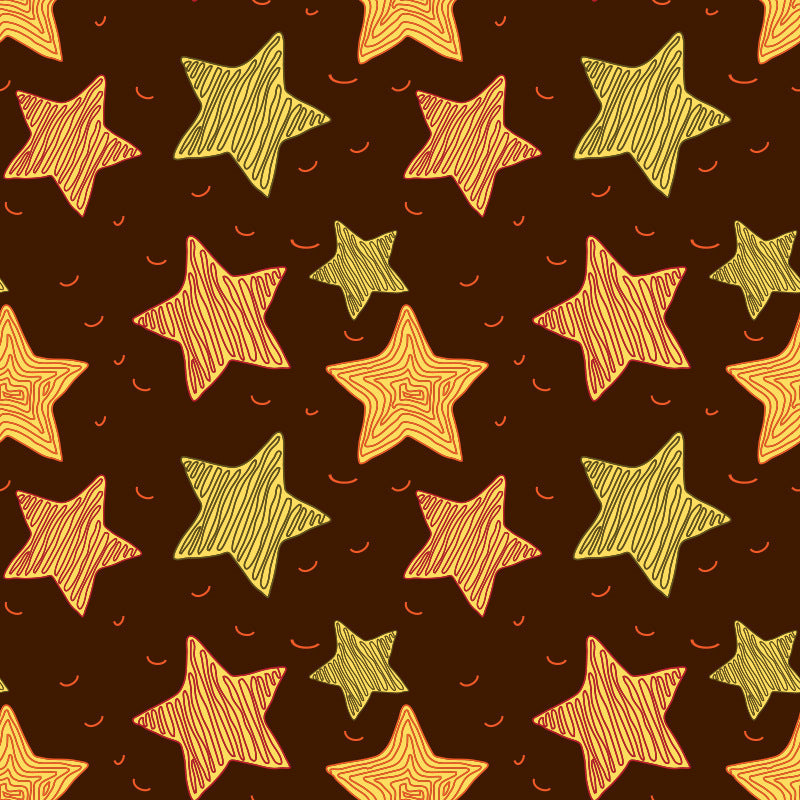 Pet blanket fabric with gold stars and small crescent motifs
