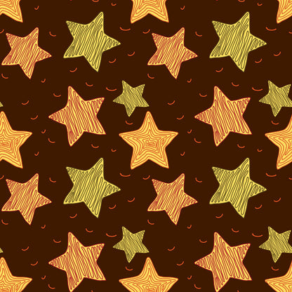 Pet blanket fabric with gold stars and small crescent motifs