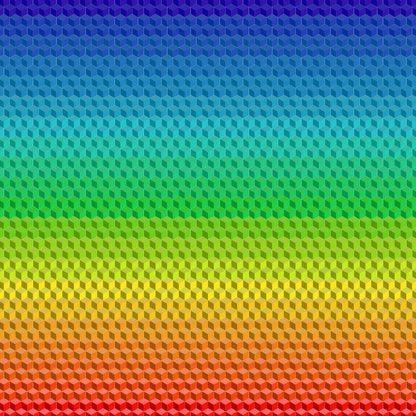 Pet blanket fabric with blue to green gradient cube texture