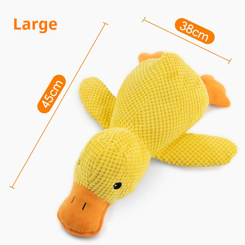 Large size duck squeaky chew toy, 45cm yellow plush with orange beak