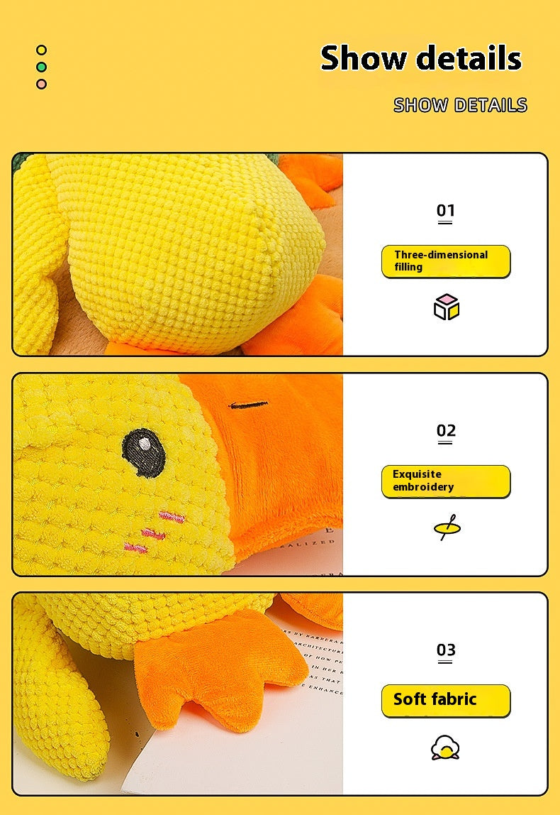 Gelbe Quietschente Details: 3D-Füllung, bestickte Augen, weicher Stoff