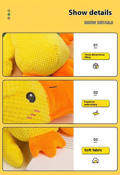 Gelbe Quietschente Details: 3D-Füllung, bestickte Augen, weicher Stoff