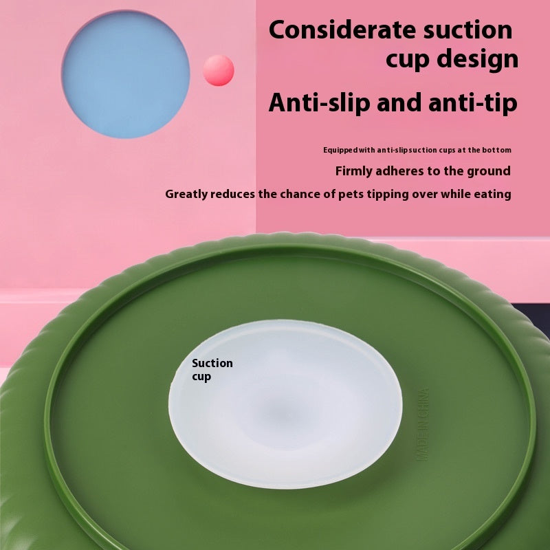 Green anti-slip rotating feeder base with suction cup underside