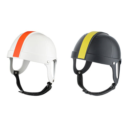 Pet Ride Motorrad-Sicherheitshelme, links weiß/orange, rechts schwarz/gelb, Kinnriemen