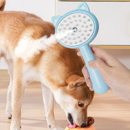 Blue mist grooming slicker brush removing fur from brown dog