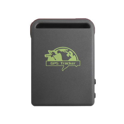 Black TK102B GPS Tracker back view with lime GPS Tracker logo and side clips