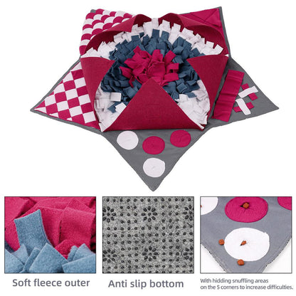 Rot-graue Stress-Relief-Slow-Food-Matte mit Stoffstreifen und versteckten Noppen-Ecken