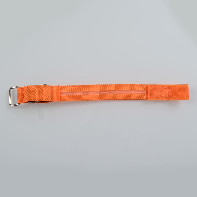 Orange pet safety collar strap with silver metal ring