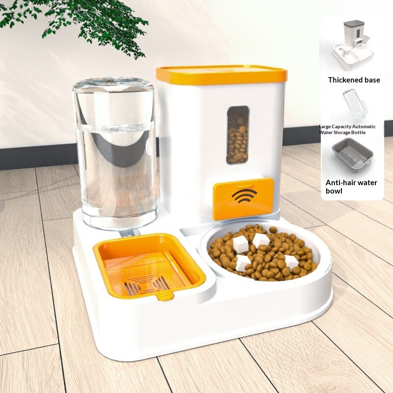 Pet Feeding And Drinking Station Bowl with orange anti-hair water bowl and food tray