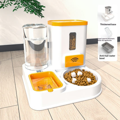 Pet Feeding And Drinking Station Bowl with orange anti-hair water bowl and food tray