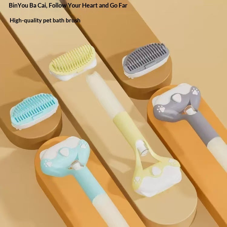 3-in-1 pet grooming tool with interchangeable brush heads and long handle