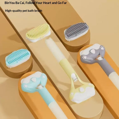3-in-1 pet grooming tool with interchangeable brush heads and long handle
