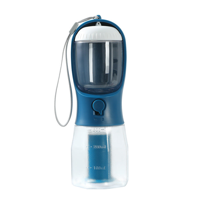 Blauer 3-in-1 Hunde-Wasser- & Futterbecher mit transparentem Wasserbehälter