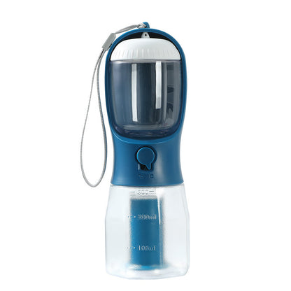 Blauer 3-in-1 Hunde-Wasser- & Futterbecher mit transparentem Wasserbehälter