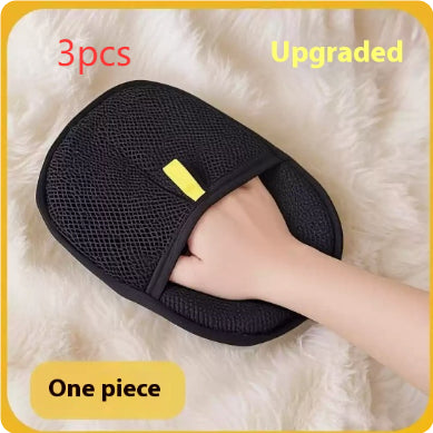 Pet hair remover mitt, black, 3 pcs, upgraded