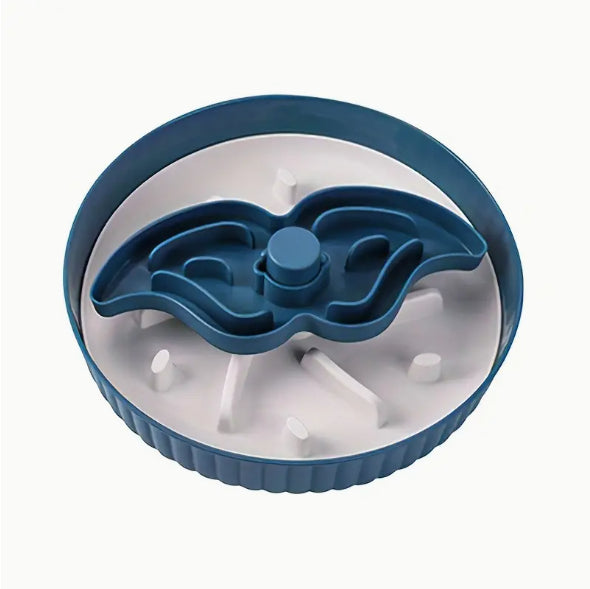 Blue rotating slow-eating board with central spinner and maze channels