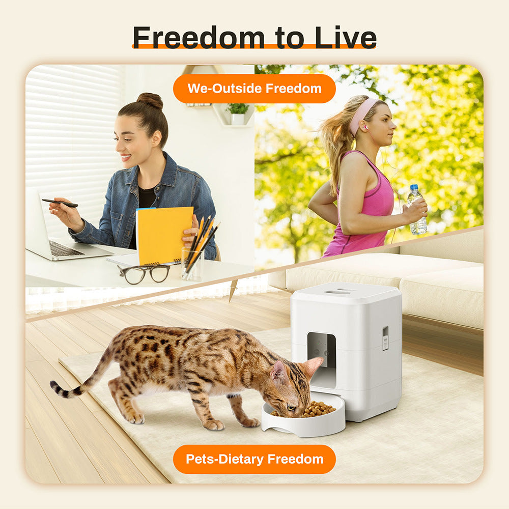 Pet Smart Feeder 2L weiß, WLAN-Futterautomat mit Schale für Haustiere