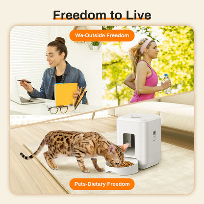 Pet Smart Feeder 2L weiß, WLAN-Futterautomat mit Schale für Haustiere