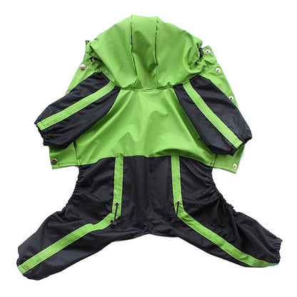 Large dog raincoat, verde brillante con detalles en verde y negro