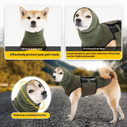Anti-Angst-Jacke für Hunde, Armeegrün, Halswickel-Design zum Schutz