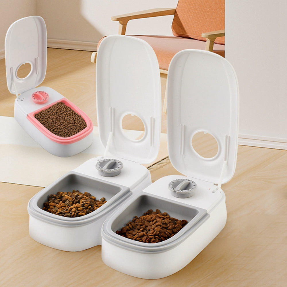 Automatic Pet Feeder & Smart Food Dispenser, Double meal mit zwei geöffneten Fächern