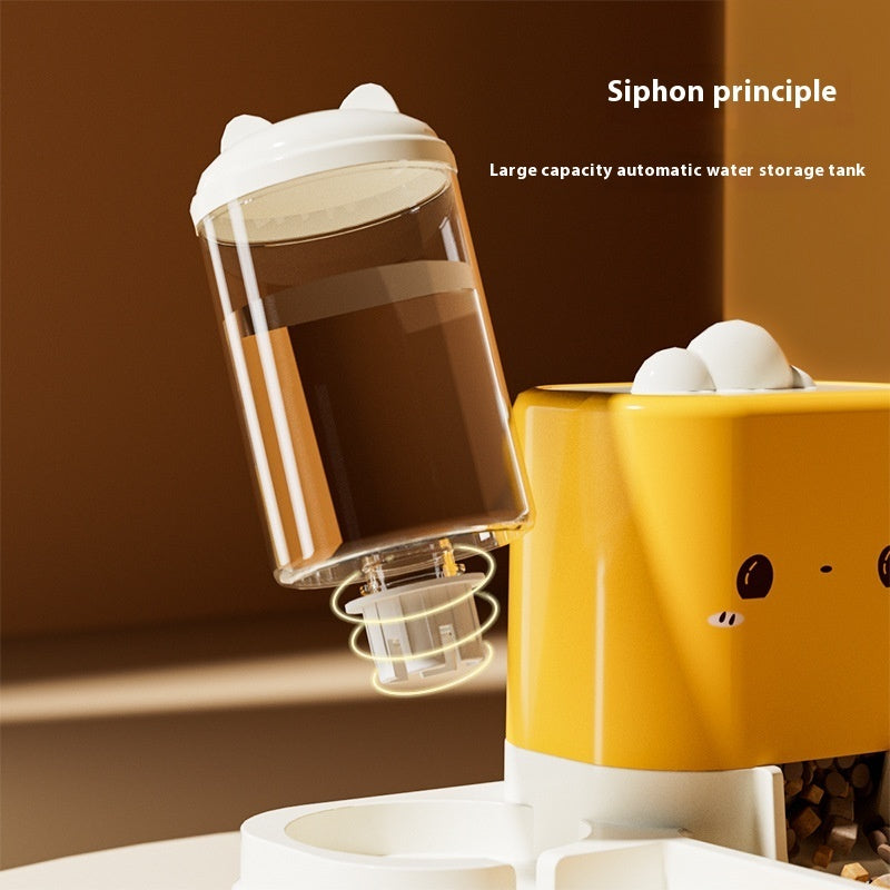 Cheese yellow water fountain with large storage tank and siphon-style water outlet
