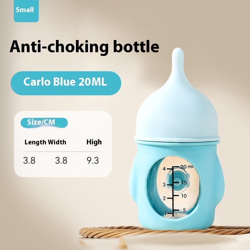 Carlo Blue 20ml anti-choking silicone feeding bottle with measurement markings