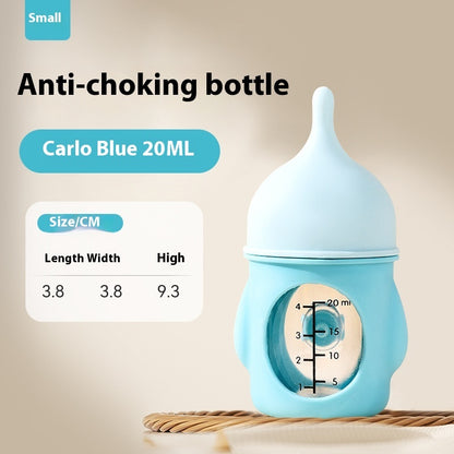 Carlo Blue 20ml anti-choking silicone feeding bottle with measurement markings