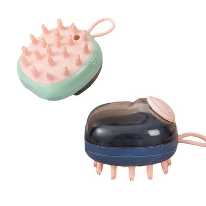 Green pet grooming bath massage brush with rubber nubs and loop handle