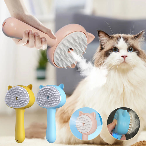Yellow mist self-cleaning slicker pet grooming brush with massage pins