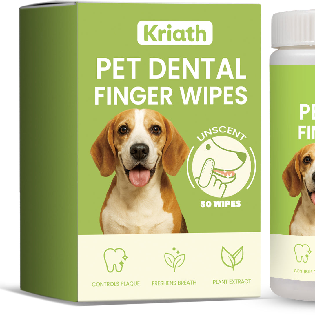 Kriath Pet Dental Finger Wipes box, 50 wipes