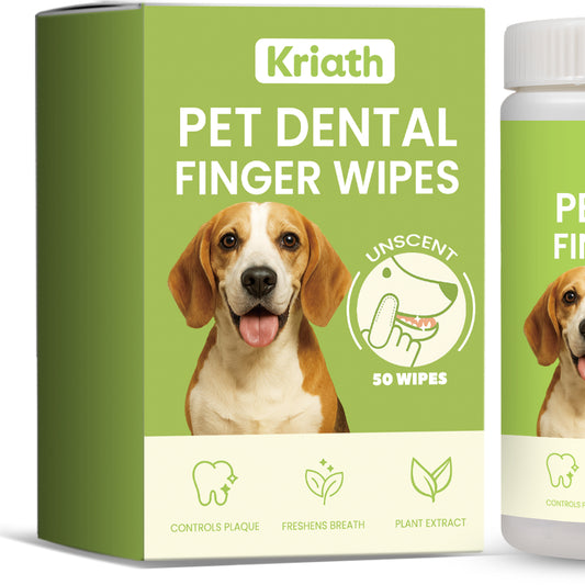 Kriath Pet Dental Finger Wipes box, 50 wipes
