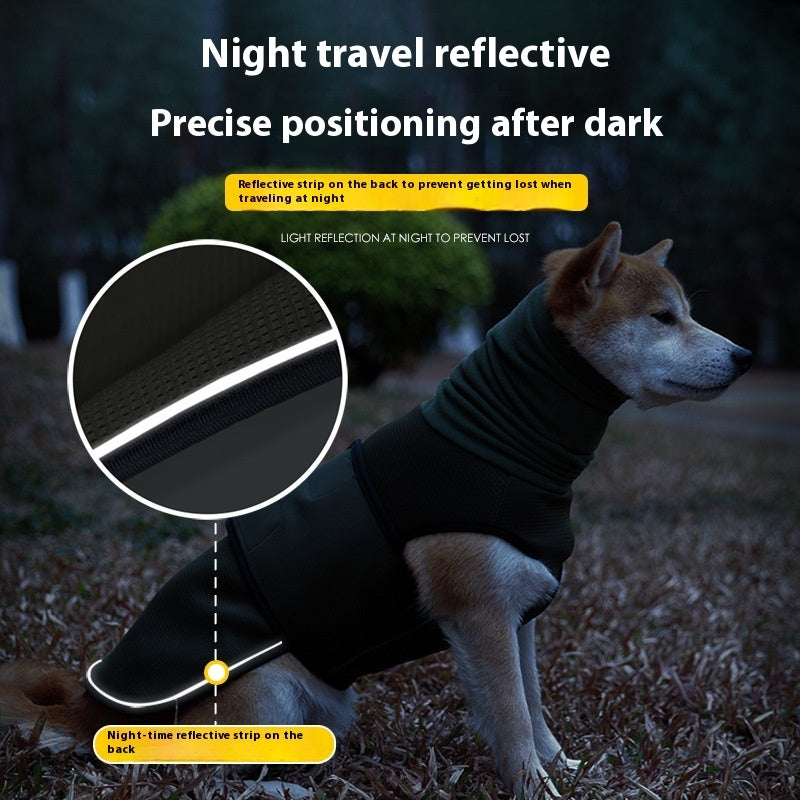 Anti-Angst-Jacke für Hunde mit reflektierendem Streifen am Rücken, dunkle Ausführung