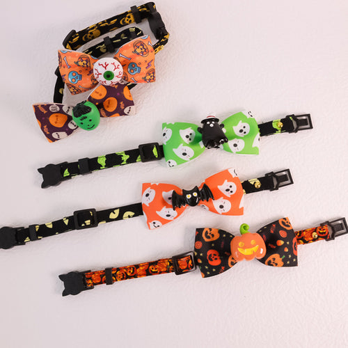 Sicherheits-Babysize-Halsband-Set mit mehreren Halloween-Bögen und Klettverschluss je Modell