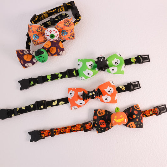 Sicherheits-Babysize-Halsband-Set mit mehreren Halloween-Bögen und Klettverschluss je Modell