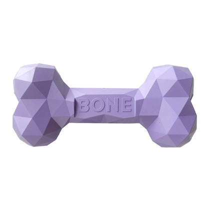 Lavender geometric rubber bone chew toy with embossed BONE logo