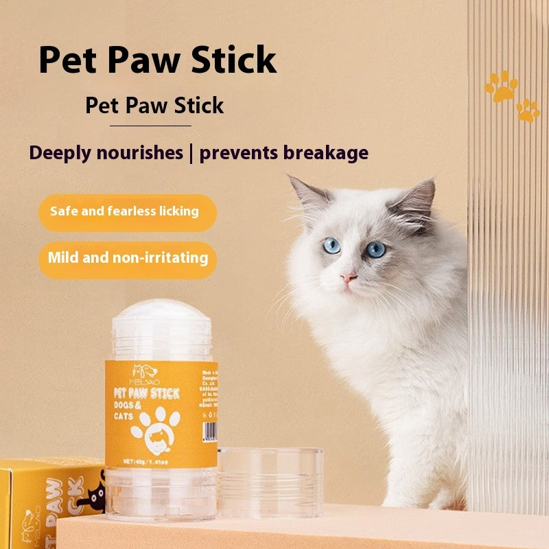 Pet Paw Stick Creme-Behälter und Karton, gelbes Etikett, transparenter Deckel
