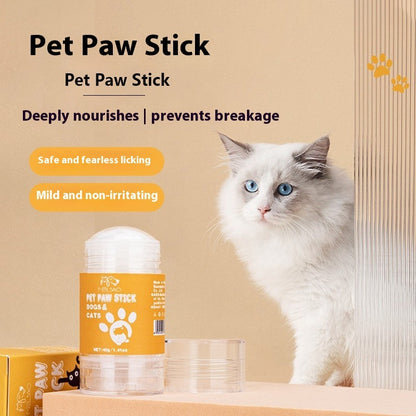 Pet Paw Stick Creme-Behälter und Karton, gelbes Etikett, transparenter Deckel