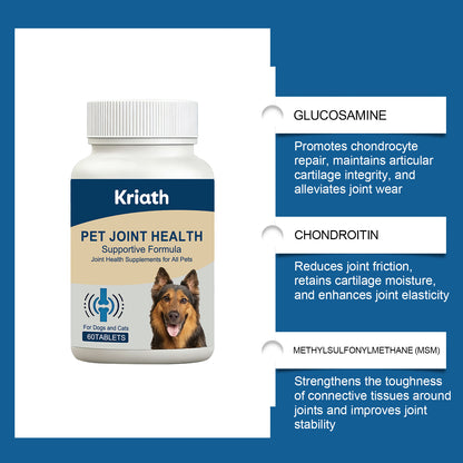 Pet Joint Health Flasche mit Zutaten: Glucosamine, Chondroitin, MSM